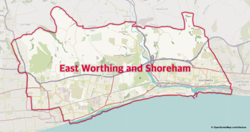 East Worthing and Shoreham Constituency map